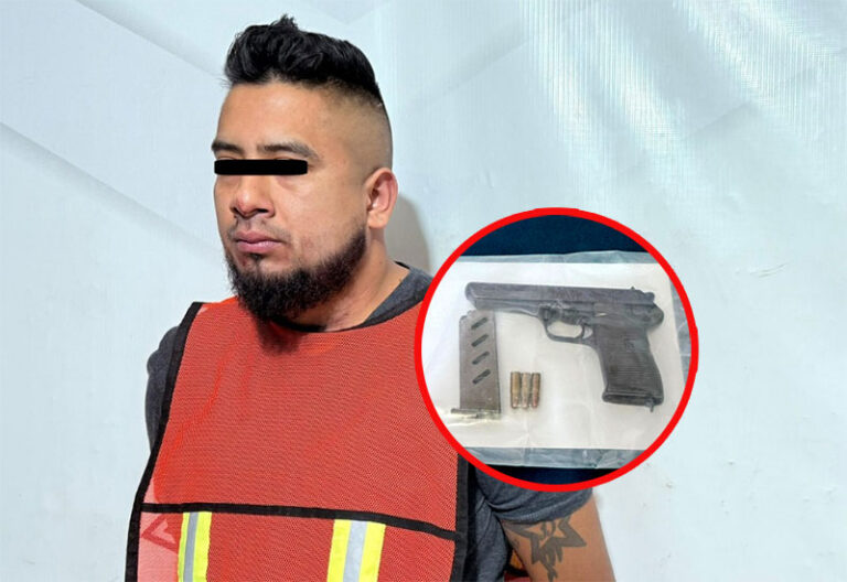 Detienen a sujeto en posesión de un arma de fuego durante un caso de violencia familiar