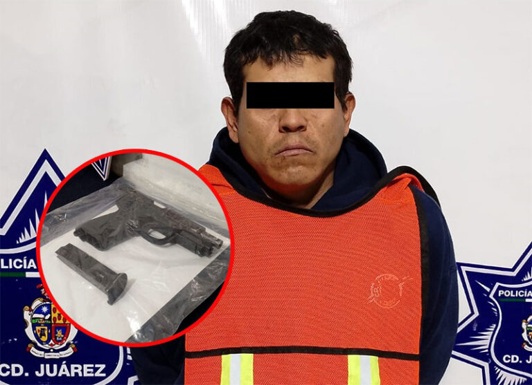 Detienen a sujeto con arma de fuego calibre 9 milímetros
