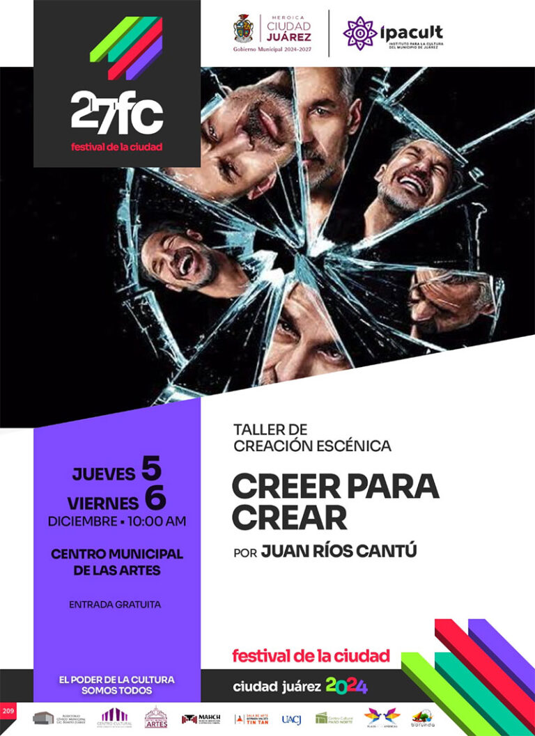 Impartirán taller de creación escénica dentro del Festival de la Ciudad