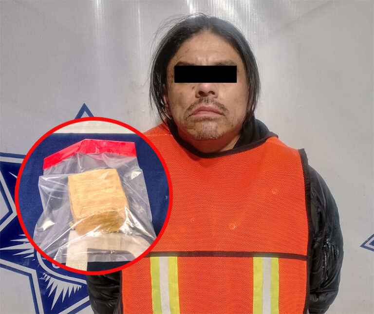 Detienen a sujeto en posesión de media libra de marihuana en greña