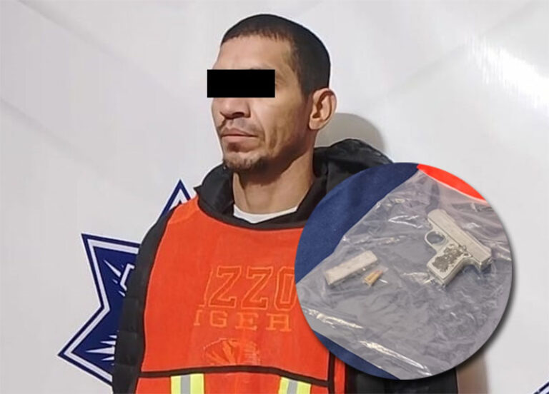 Detienen a sujeto en posesión de un arma de fuego calibre 25