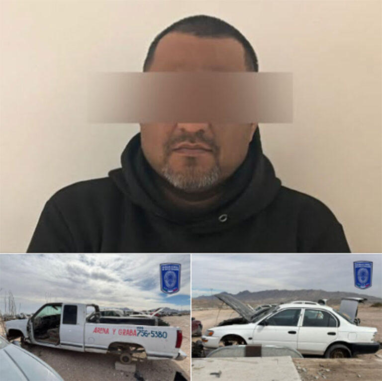 Durante cateo en yonke, hombre es detenido por posesión de vehículos con reporte de robo