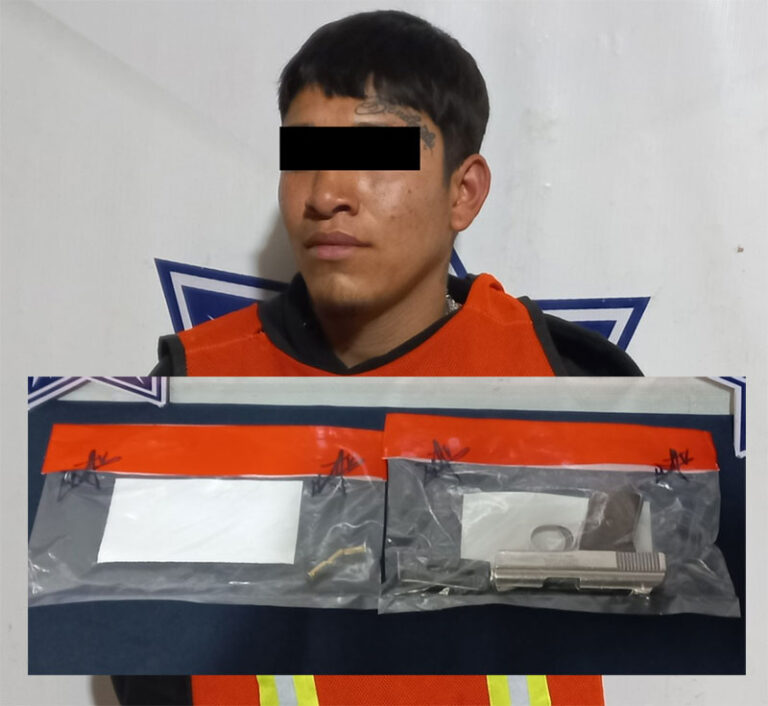 Arrestan a sujeto en posesión de un arma de fuego calibre 25