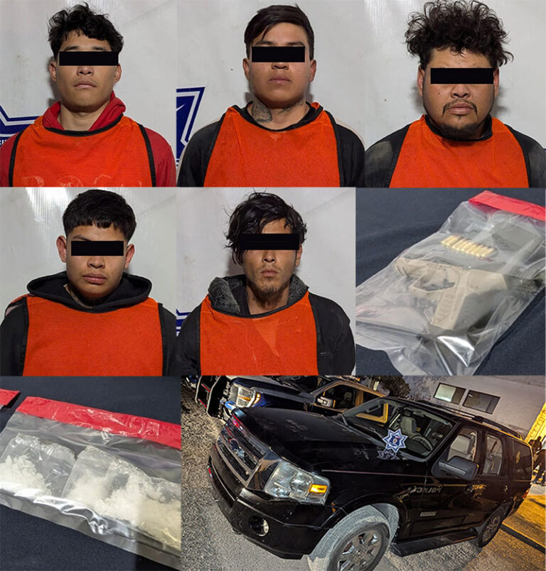 Agentes detienen a seis sujetos en posesión de un arma de fuego y droga; uno de ellos será investigado por homicidio