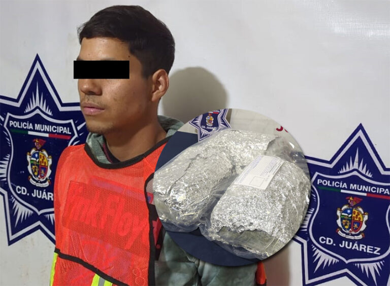 Policías Municipales detienen a sujeto en posesión de más de tres kilos de marihuana