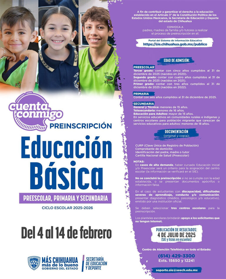 Inicia periodo de preinscripciones en planteles de Educación Básica
