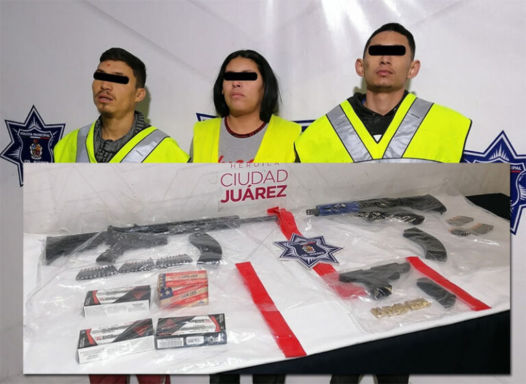 Detienen a tres personas en posesión de armas de fuego y un vehículo robado
