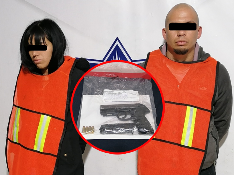 Detienen a pareja en posesión de un arma de fuego