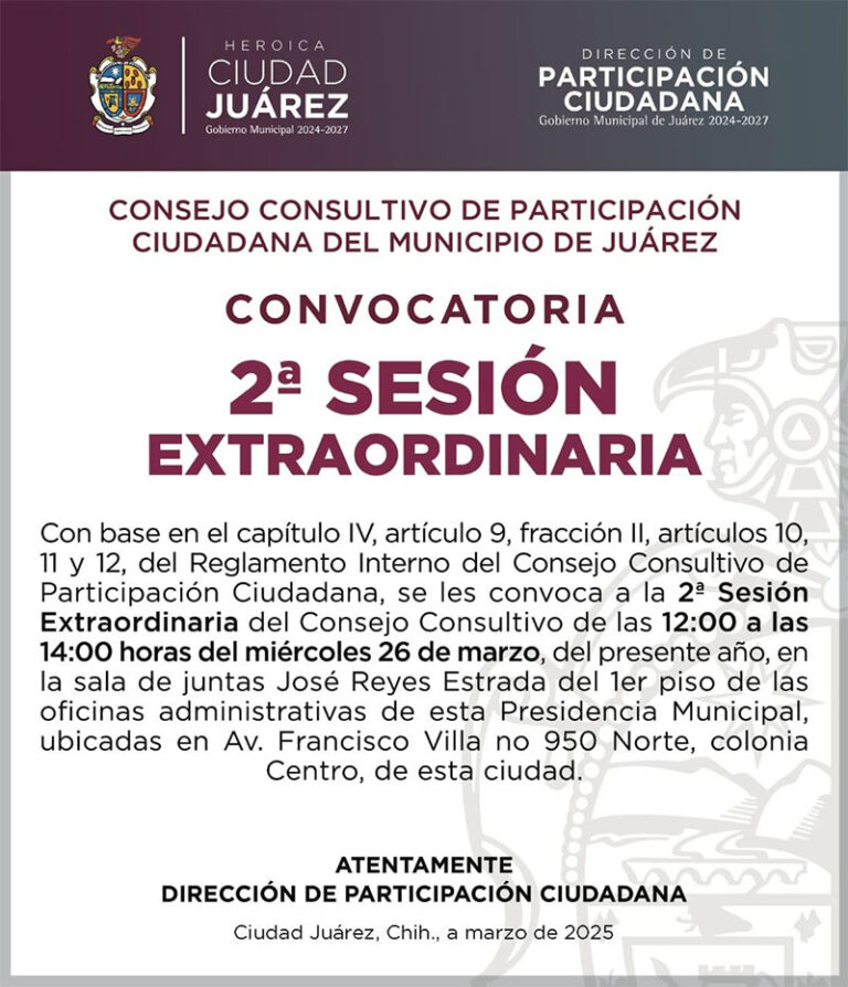 Invitan a asistir al Consejo Consultivo de Participación Ciudadana
