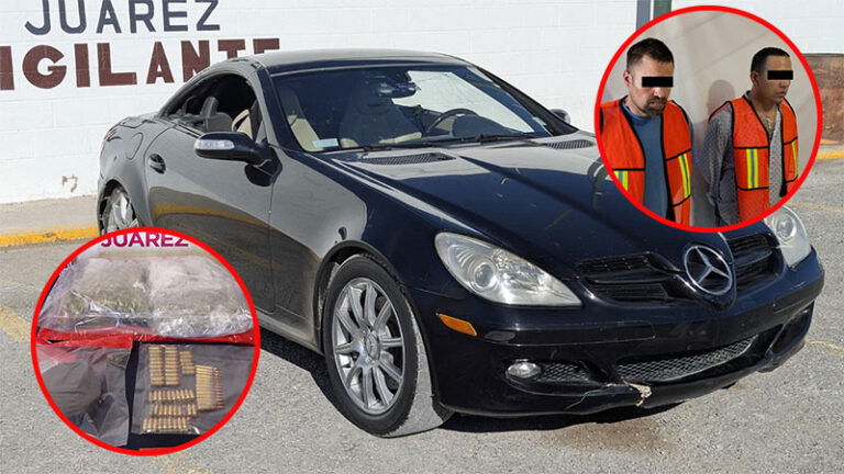 Detienen a dos hombres en posesión de casi un kilo de marihuana y más de 60 cartuchos útiles