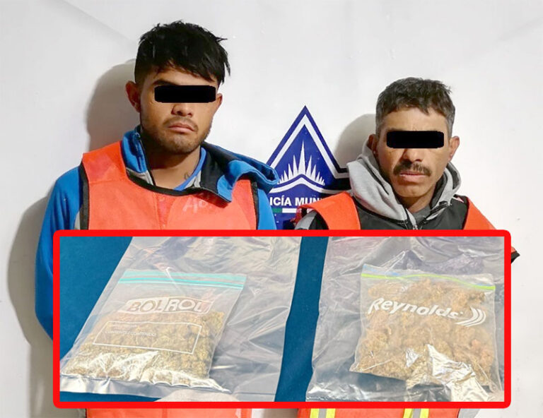 Policías Municipales arrestan a dos sujetos en posesión de marihuana