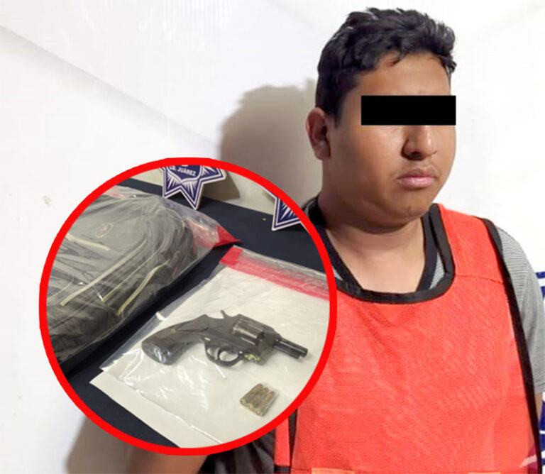 Detienen a sujeto en posesión de un revólver calibre 38 especial