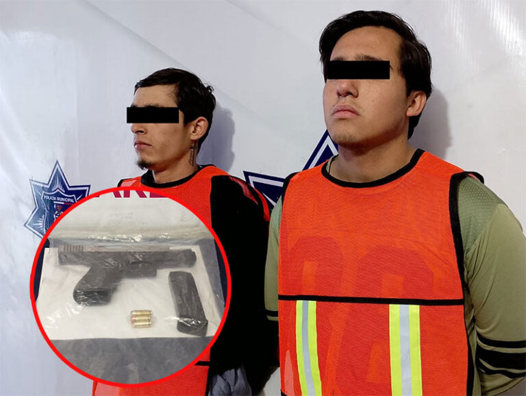 Detienen a cuatro sujetos en posesión de una pistola calibre 40