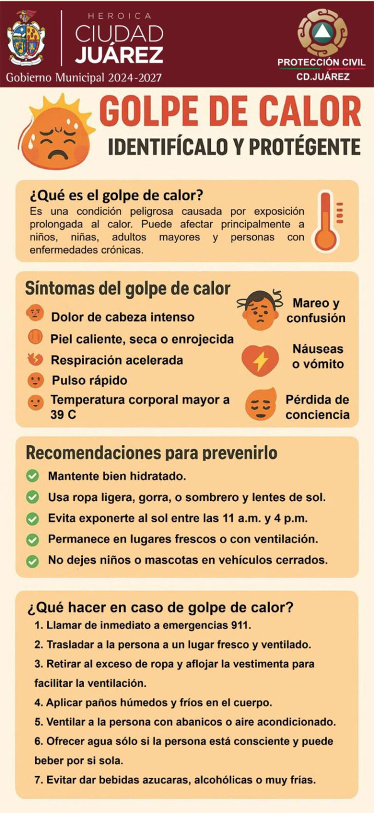 Emiten recomendaciones para prevenir golpes de calor