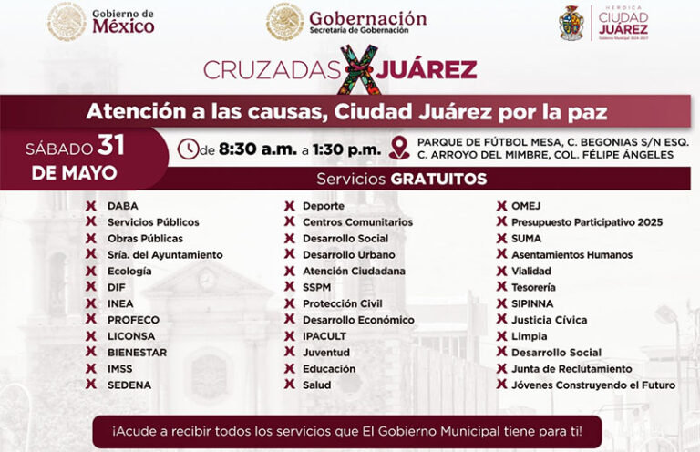 Llevarán Cruzadas por Juárez “Atención a las causas, Juárez por la Paz” a la colonia Felipe Ángeles