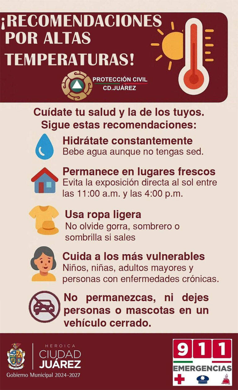 Emite Protección Civil recomendaciones ante altas temperaturas en la región