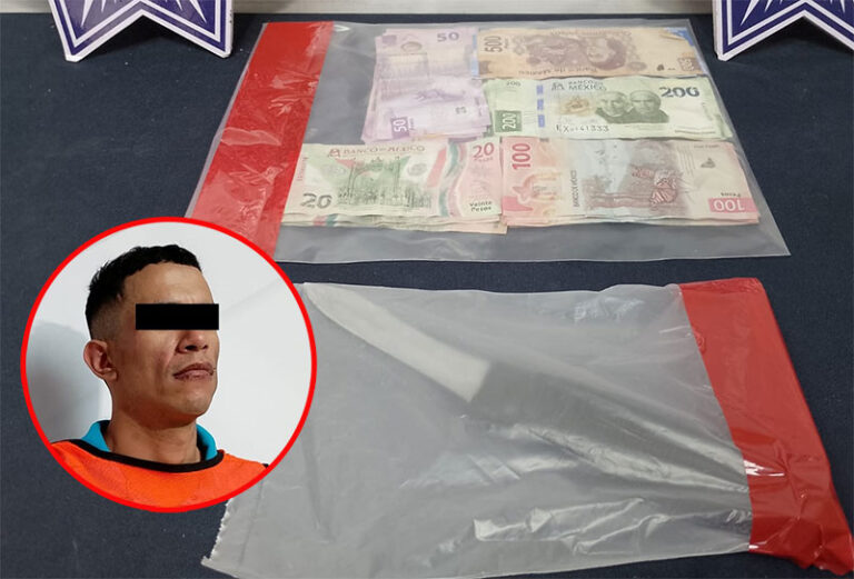Detienen a sujeto señalado por el delito de robo a casa comercial con violencia