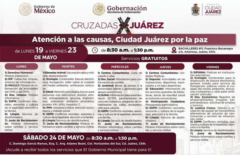 Llevan Cruzadas por Juárez “Atención a las causas, Juárez por la Paz” a Horizontes del Sur