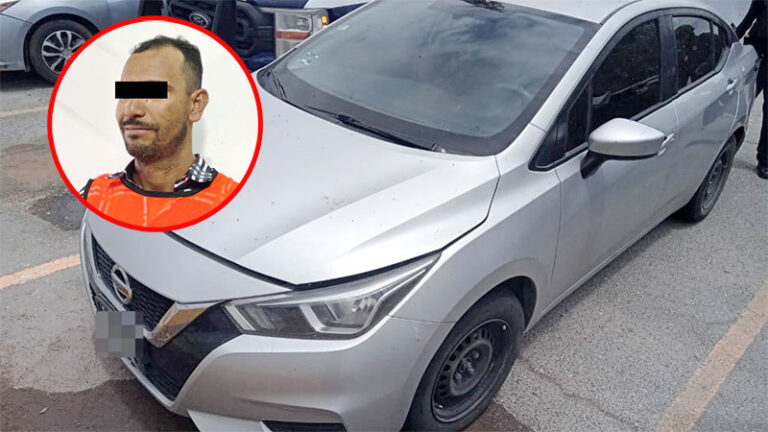 Detienen a un sujeto en posesión de vehículo con reporte de robo