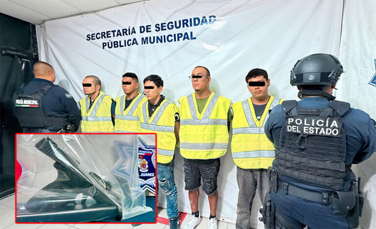 Policías Municipales en coordinación con la Policía del Estado capturaron a cinco sujetos armados que dispararon a un hombre
