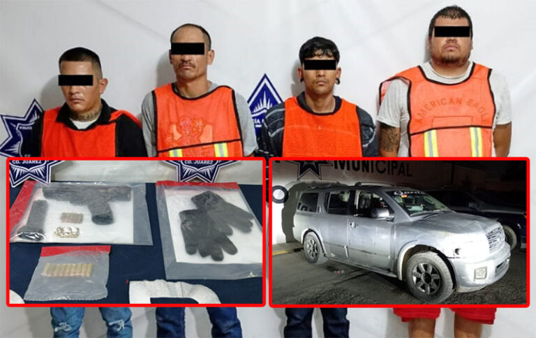 Arrestan a cuatro sujetos armados por intento de ejecución