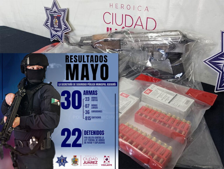 Durante mayo, la SSPM retiró de las calles 30 armas de fuego