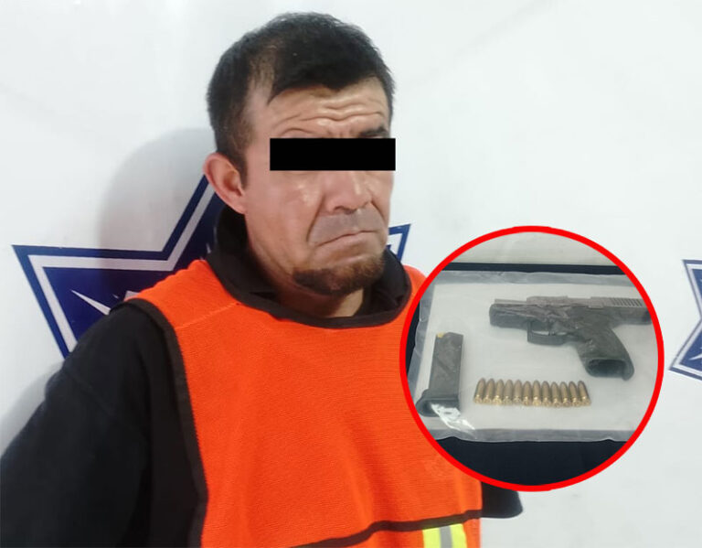Municipales detienen a sujeto en posesión de un arma de fuego en el fraccionamiento Villa Residencial