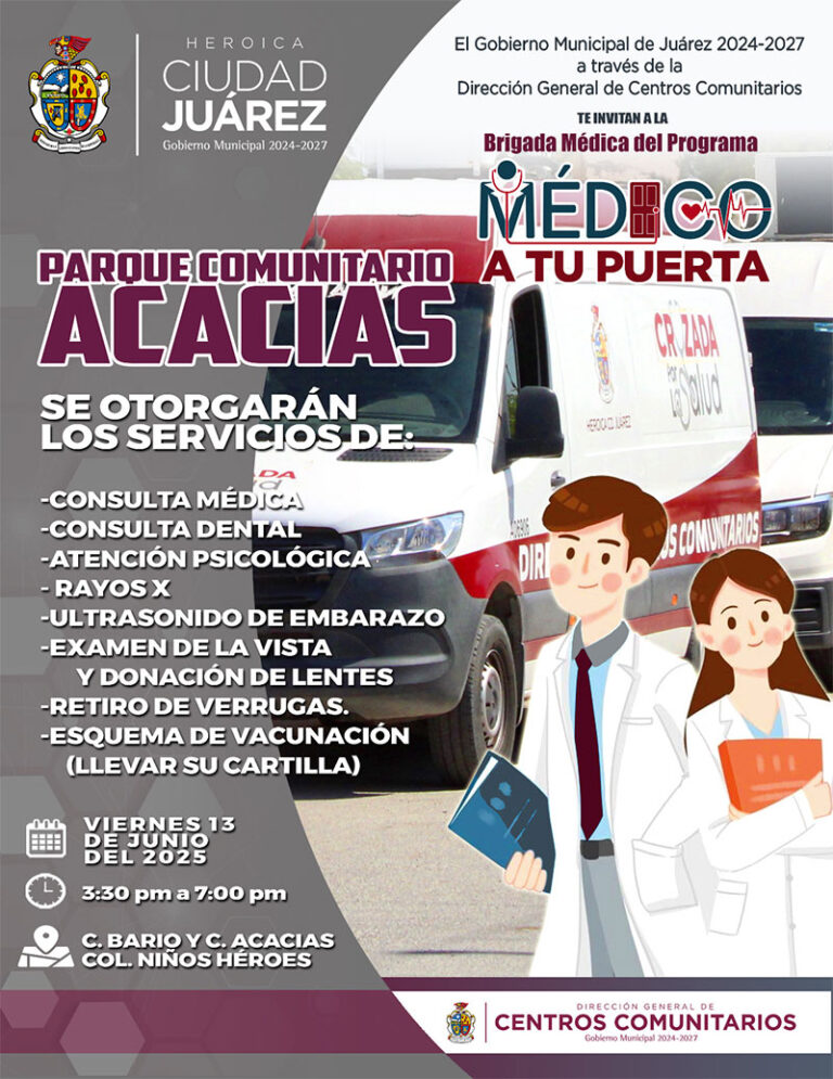 Llevan hoy Médico a tu Puerta al Parque Comunitario Acacias