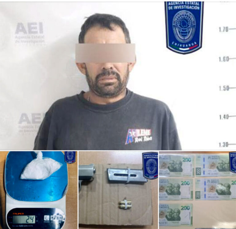 Detenido en flagrancia por delitos contra la salud y posesión de arma de fuego en Nuevo Casas Grandes