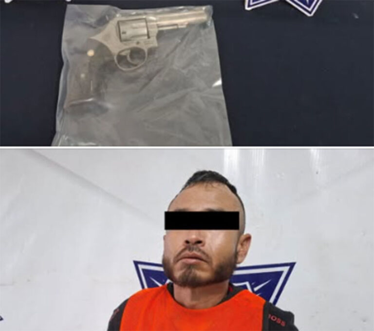 Arrestan a sujeto por violencia familiar; le aseguran revolver .38