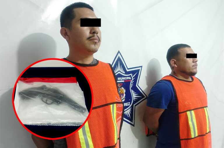 Agentes Municipales detienen a dos sujetos en posesión de un arma de fuego calibre .38 especial
