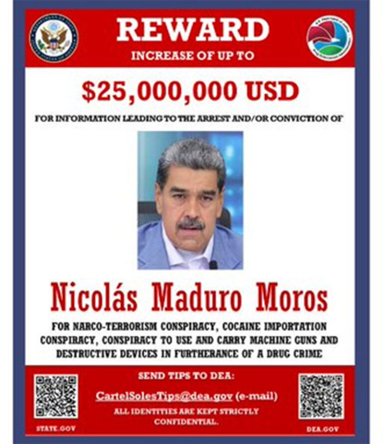 La DEA inicia cacería y ofrece 25 millones por la captura de Nicolás Maduro