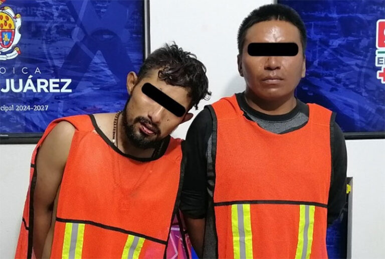 Policías municipales detienen a dos sujetos por el delito de lesiones dolosas