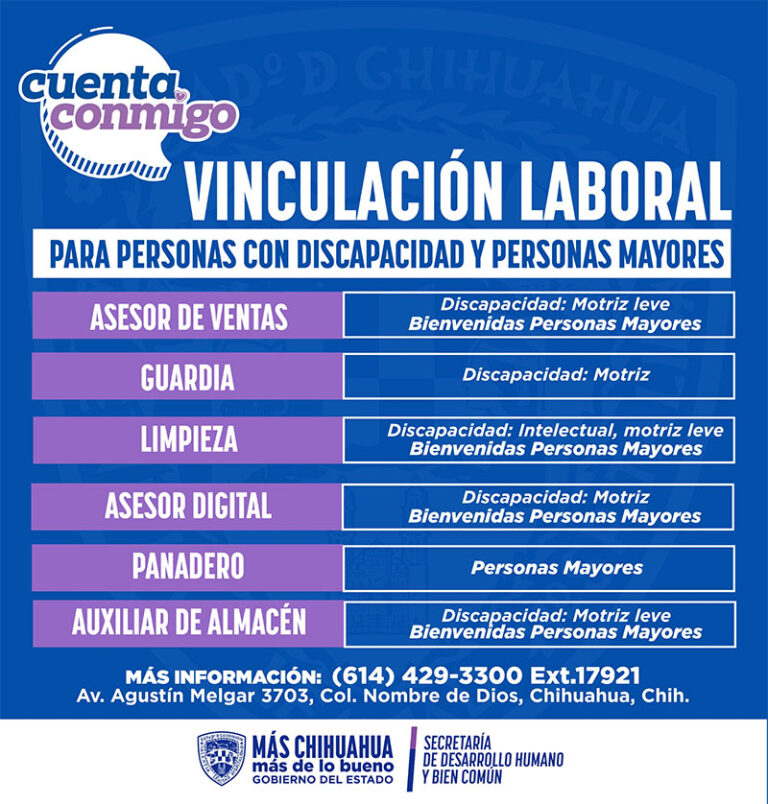 Ofrece Estado vacantes laborales para adultos mayores y personas con discapacidad