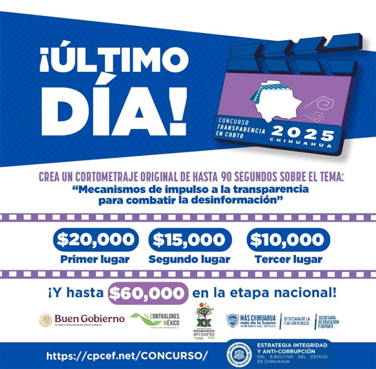 Hoy último día para el registro en el concurso Transparencia en Corto 2025