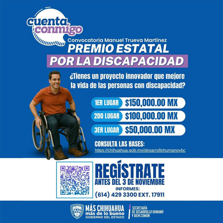 Cierra este 3 de noviembre convocatoria del Premio Estatal por la Discapacidad “Manuel Trueva Martínez 2025”