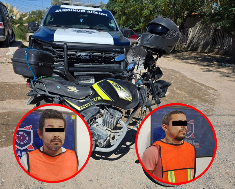 Detienen a dos sujetos por robar motocicleta con violencia