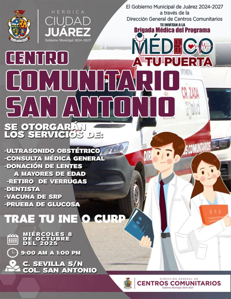 Lleva hoy Centros Comunitarios brigada Médico a tu Puerta a la colonia San Antonio