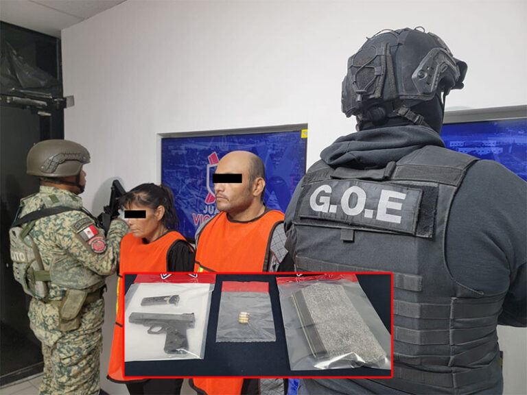 A través de operativo BOI se detiene a un hombre y una mujer en posesión de una pistola calibre .380