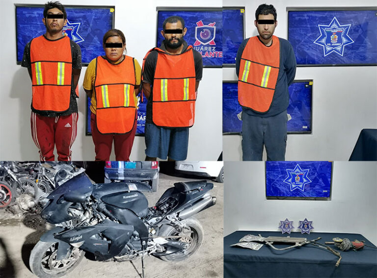 Detienen a cinco personas en posesión de una motocicleta con reporte de robo