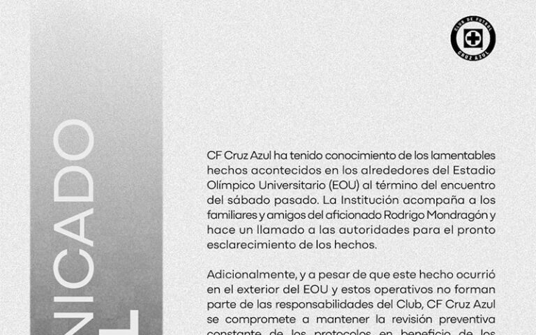 Cruz Azul se lava las manos sobre hecho violento donde murió un fan