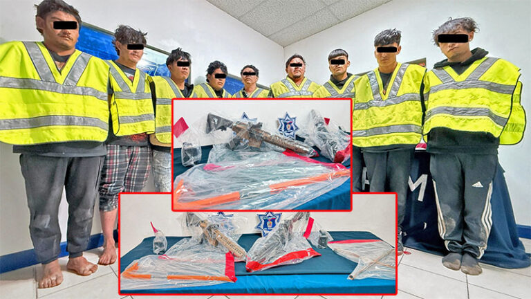 Detiene la Policía Municipal a nueve personas por desobediencia y resistencia; portaban replicas de armas de fuego