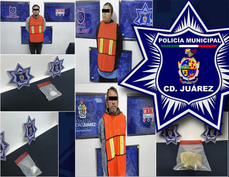 Detienen a tres sujetos acusados por delitos contra la salud