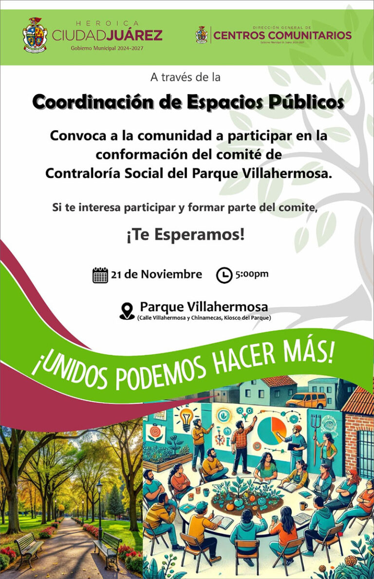 Forman hoy Comité de Contraloría Social del parque Villahermosa
