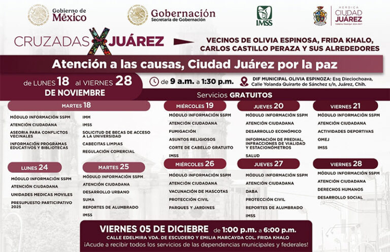 Llevarán Cruzadas por Juárez, Atención a las Causas a la colonia Frida Kahlo