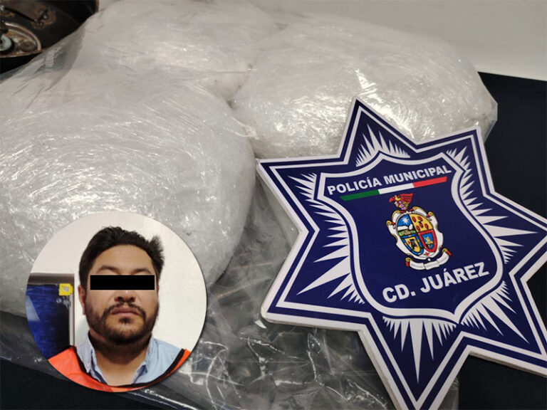 Asegura Policía Municipal más de siete kilos de cristal con la detención de un sujeto