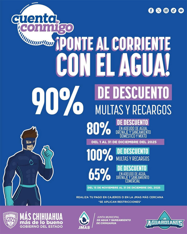 Invita JMAS Chihuahua a aprovechar los descuentos del mes de diciembre