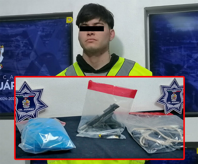 Detienen a sujeto en posesión de un arma de fuego y 27 envoltorios de marihuana