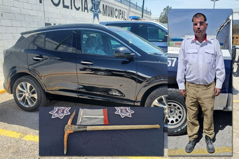 Arrestan a guardia de agencia automotriz por ocasionar daños a notaría pública y posesión de vehículo con reporte de robo