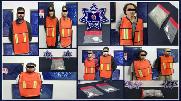 Policías municipales arrestaron a nueve personas por delitos contra la salud